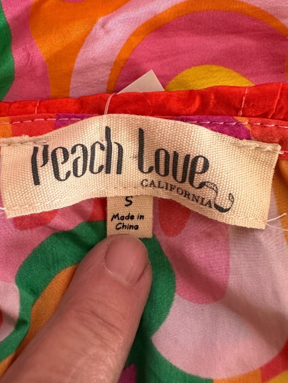 Groovy flowers windbreaker rain jacket zip up hoodie colorful floral peach love - Picture 3 of 4